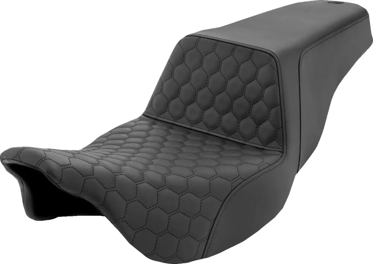 Saddlemen Honeycomb Step-Up Black Stitching Touring Seat Black - FREE UK Shipping, FREE 365 Day Returns | Moto Central