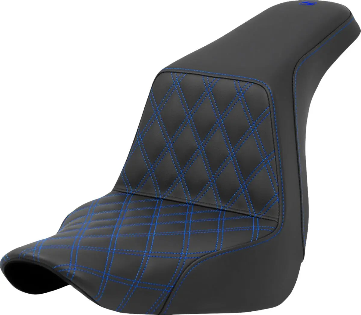 Saddlemen Lattice Stitch Step-Up Blue Stitching Seat Black / Blue - FREE UK Shipping, FREE 365 Day Returns | Moto Central