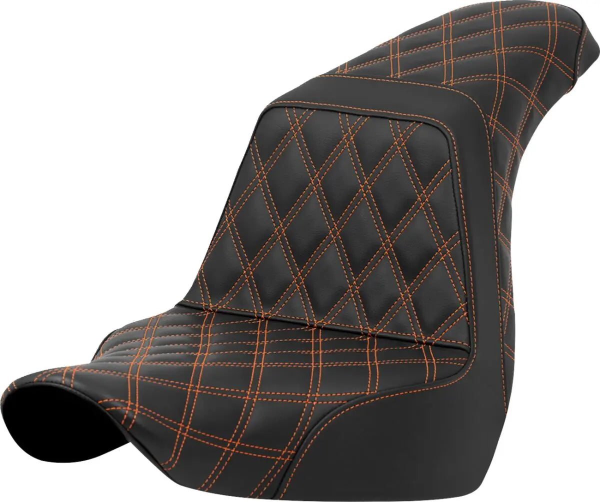 Saddlemen Lattice Stitch Step-Up Orange Stitching Seat Black / Orange - FREE UK Shipping, FREE 365 Day Returns | Moto Central