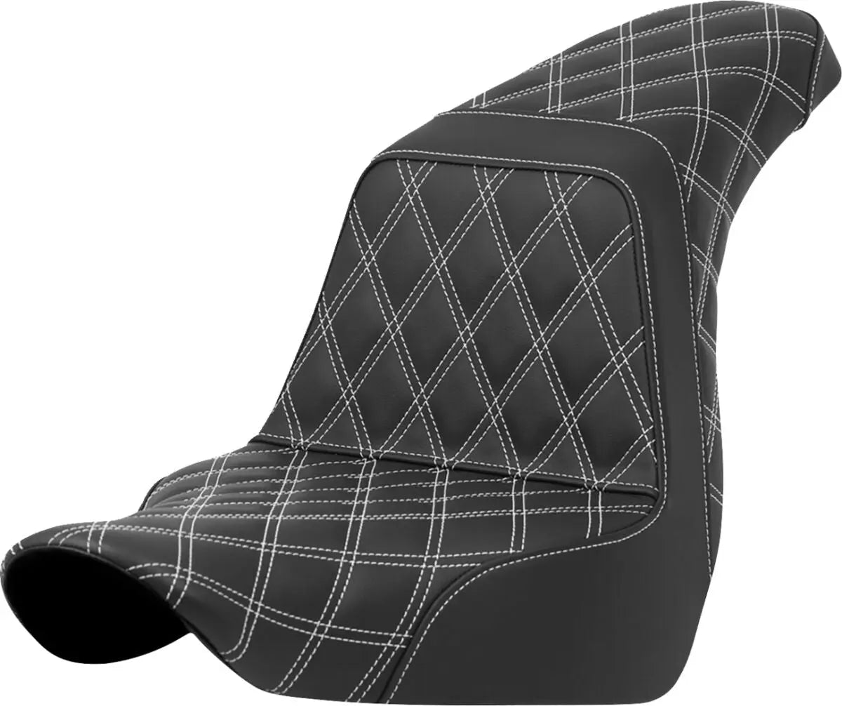 Saddlemen Lattice Stitch Step-Up White Stitching Seat Black / White - FREE UK Shipping, FREE 365 Day Returns | Moto Central