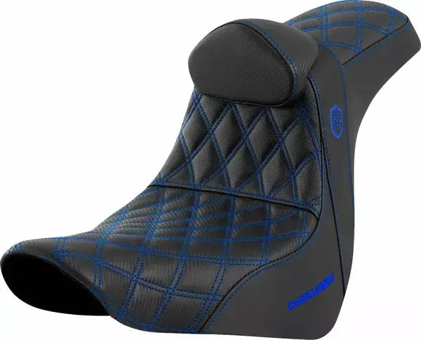 Saddlemen Pro Series SDC Performance Grip Blue Stitching Seat Black / Blue - FREE UK Shipping, FREE 365 Day Returns | Moto Central