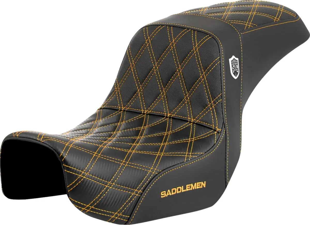 Saddlemen Pro Series SDC Performance Grip Gold Stitching / Lattice Stitched Seat Black / Gold - FREE UK Shipping, FREE 365 Day Returns | Moto Central