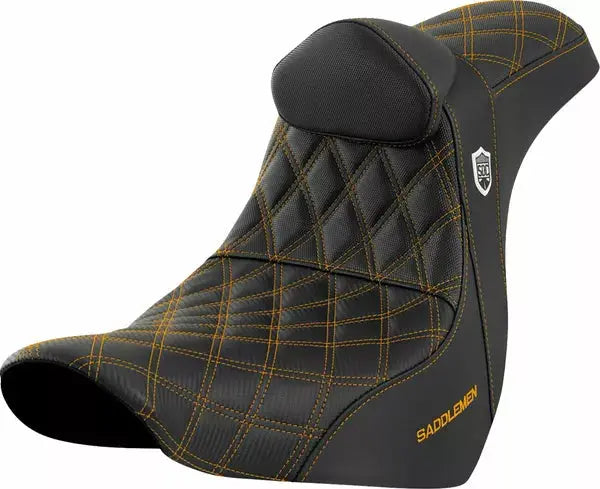 Saddlemen Pro Series SDC Performance Grip Gold Stitching Seat Black / Gold - FREE UK Shipping, FREE 365 Day Returns | Moto Central