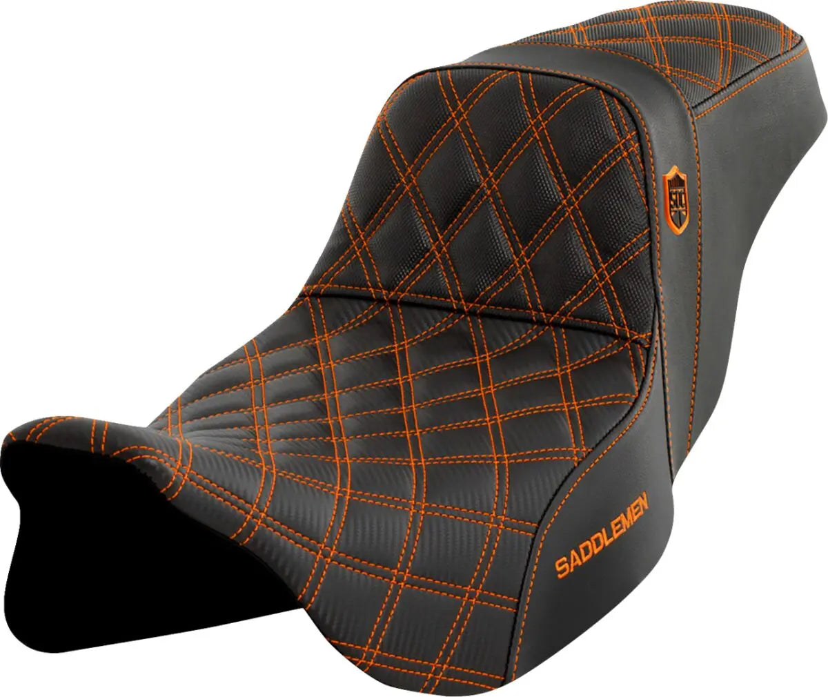 Saddlemen Pro Series SDC Performance Grip Orange Stitching Seat Black / Orange - FREE UK Shipping, FREE 365 Day Returns | Moto Central