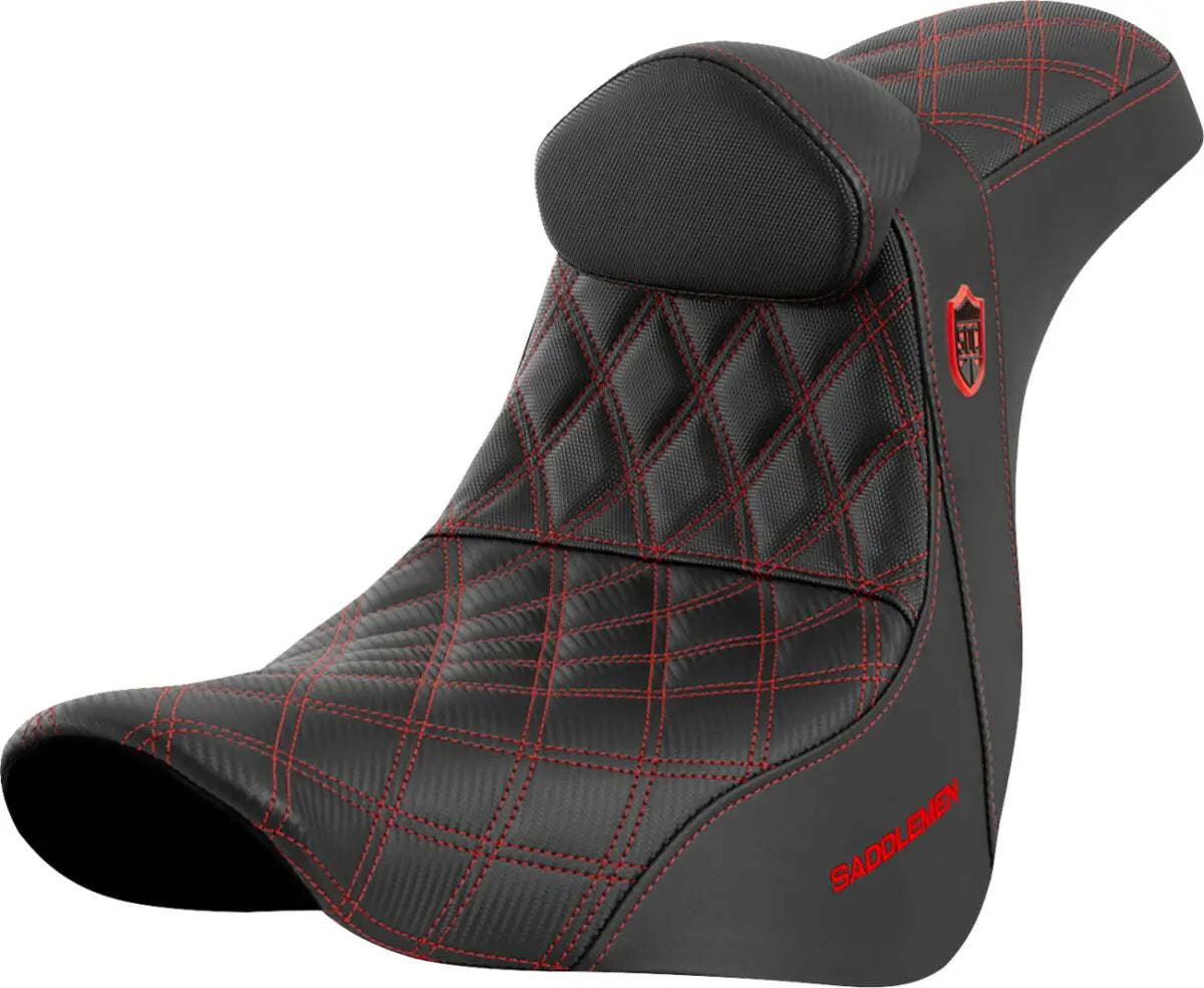 Saddlemen Pro Series SDC Performance Grip Red Stitching Seat Black / Red - FREE UK Shipping, FREE 365 Day Returns | Moto Central