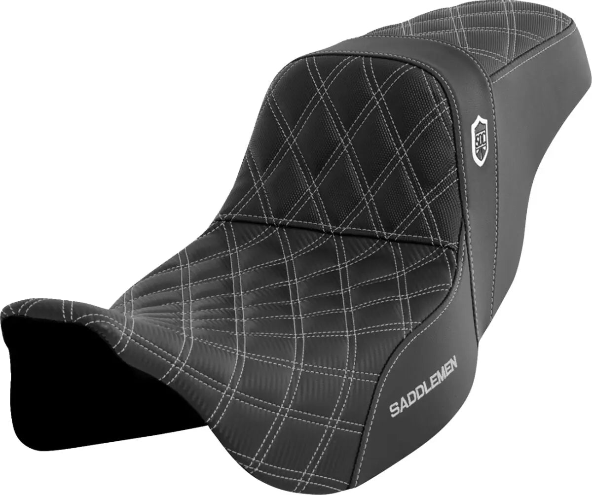 Saddlemen Pro Series SDC Performance Grip Silver Stitching Seat Black / Silver - FREE UK Shipping, FREE 365 Day Returns | Moto Central