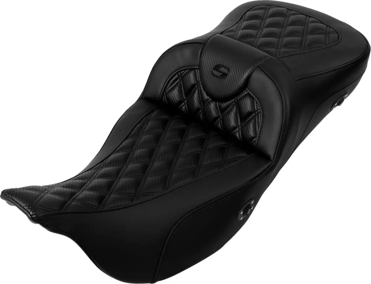 Saddlemen Roadsofa Black Stitching / Lattice Stitched Extended Reach Heated Seat Black - FREE UK Shipping, FREE 365 Day Returns | Moto Central