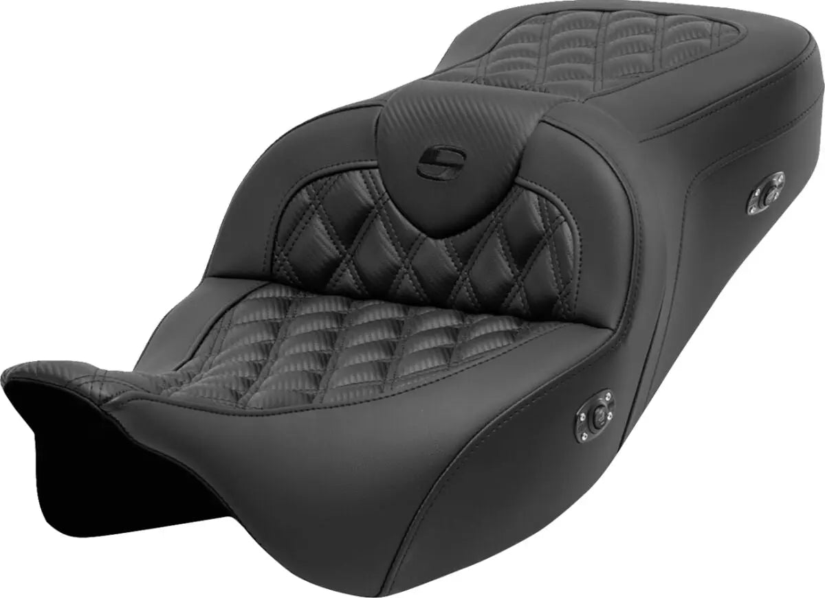 Saddlemen Roadsofa Black Stitching / Lattice Stitched Heated Seat Black - FREE UK Shipping, FREE 365 Day Returns | Moto Central