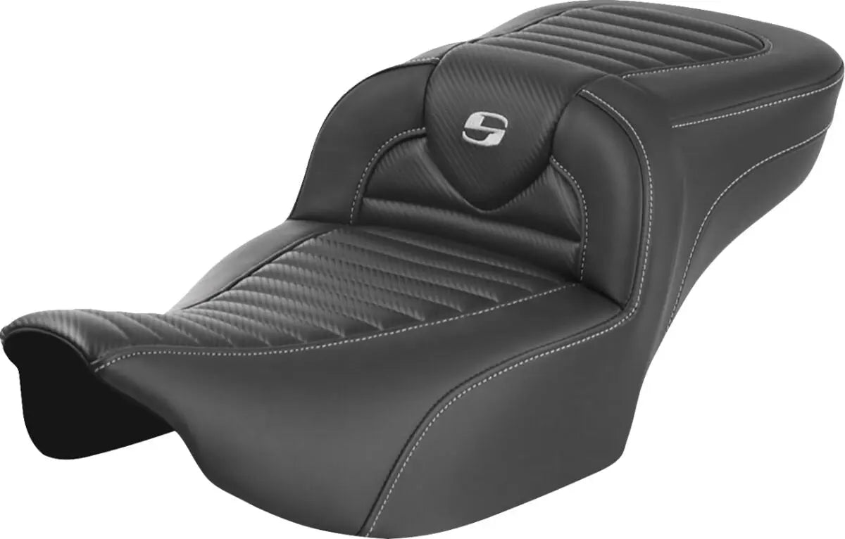 Saddlemen Roadsofa Extended Reach Black Stitching Seat Black - FREE UK Shipping, FREE 365 Day Returns | Moto Central