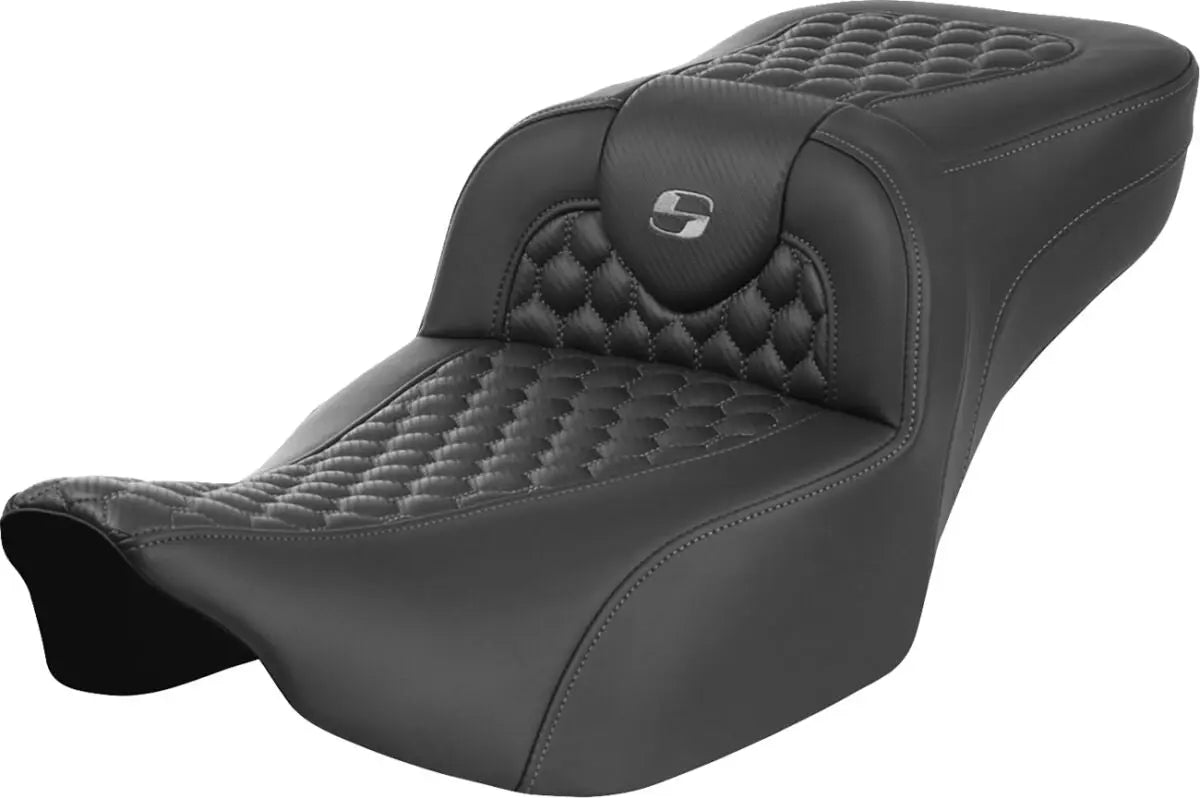 Saddlemen Roadsofa Extended Reach Grey Stitching Seat Black / Grey - FREE UK Shipping, FREE 365 Day Returns | Moto Central