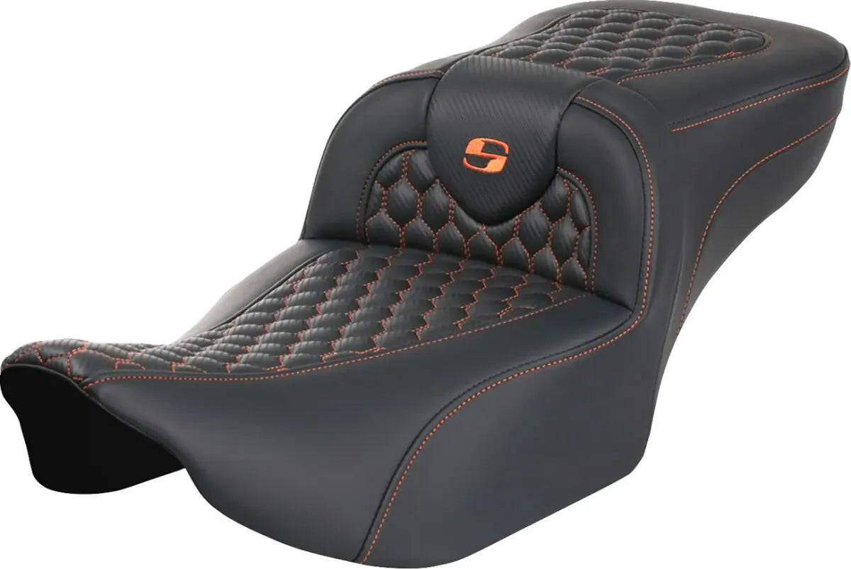 Saddlemen Roadsofa Extended Reach Orange Stitching Seat Black / Orange - FREE UK Shipping, FREE 365 Day Returns | Moto Central