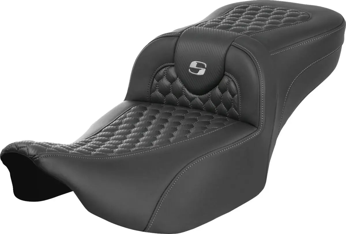 Saddlemen Roadsofa Extended Reach Silver Stitching Seat Black / Silver - FREE UK Shipping, FREE 365 Day Returns | Moto Central