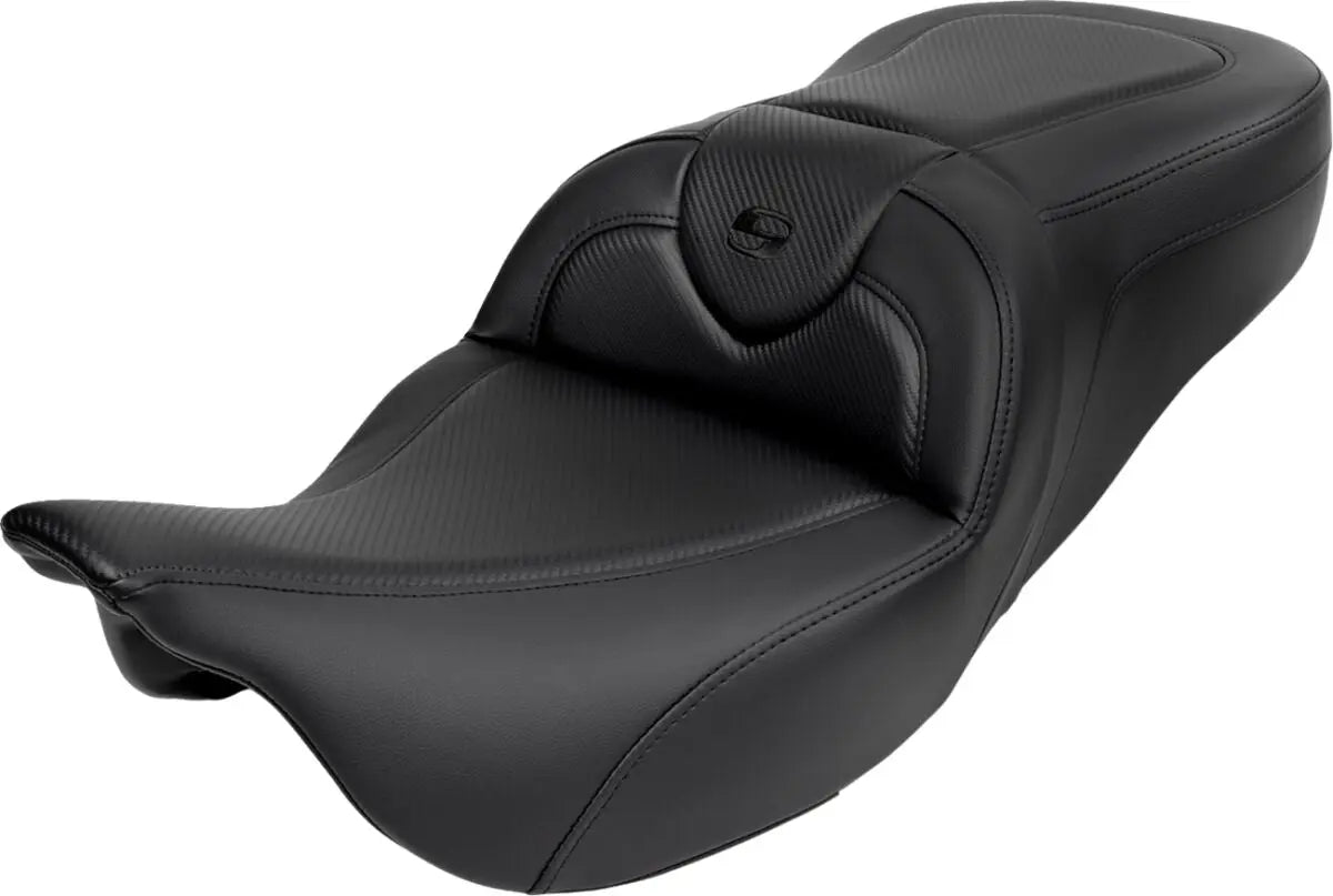 Saddlemen Roadsofa Standard Reach Black Stitching Seat Black With Backrest - FREE UK Shipping, FREE 365 Day Returns | Moto Central