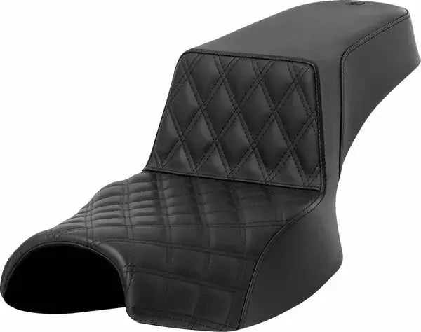 Saddlemen Step-Up Black Stitching / Front Lattice Stitch Seat Black - FREE UK Shipping, FREE 365 Day Returns | Moto Central