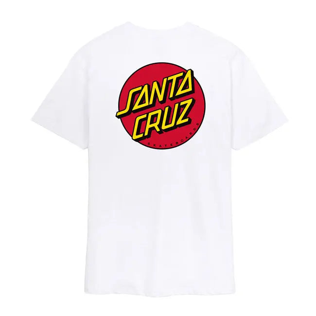 Santa Cruz Dot Chest T-Shirt White  - FREE UK Shipping, FREE 365 Day Returns | Moto Central