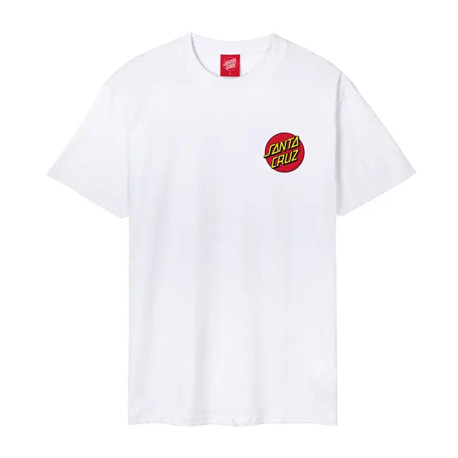 Santa Cruz Dot Chest T-Shirt White  - FREE UK Shipping, FREE 365 Day Returns | Moto Central