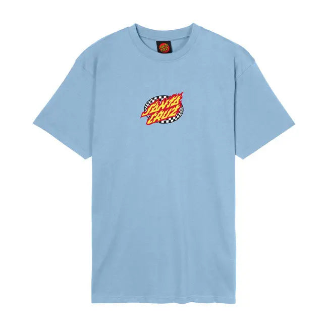 Santa Cruz Oval Check Flame Front T-Shirt Crystal Blue  - FREE UK Shipping, FREE 365 Day Returns | Moto Central