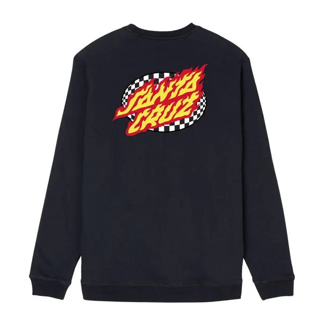 Santa Cruz Oval Check Flame Sweatshirt Black  - FREE UK Shipping, FREE 365 Day Returns | Moto Central