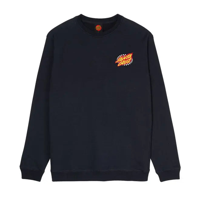 Santa Cruz Oval Check Flame Sweatshirt Black  - FREE UK Shipping, FREE 365 Day Returns | Moto Central