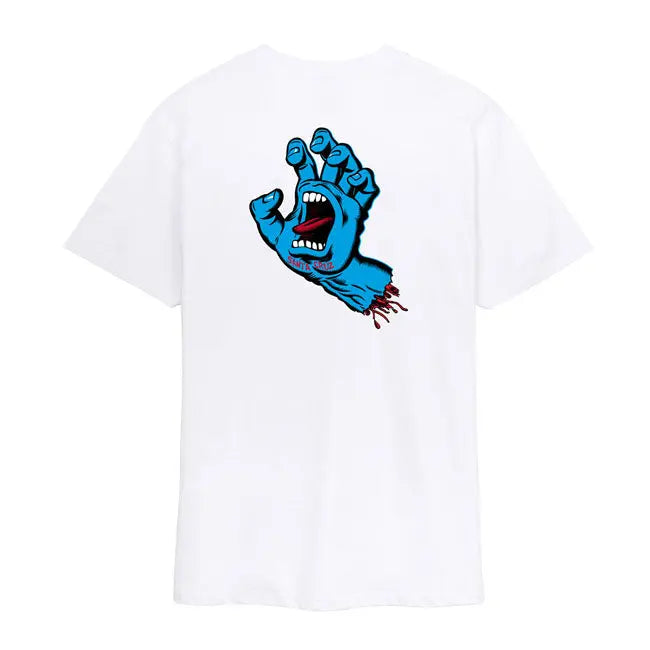 Santa Cruz Screaming Hand Chest T-Shirt White  - FREE UK Shipping, FREE 365 Day Returns | Moto Central