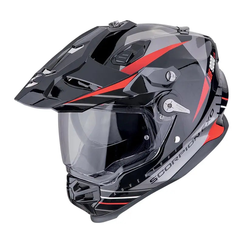 Scorpion ADF-9000 Feat Adventure Black / Silver / Red  - FREE UK Shipping, FREE 365 Day Returns | Moto Central