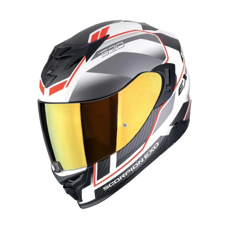 Scorpion EXO 520 Evo Air White / Silver / Red  - FREE UK Shipping, FREE 365 Day Returns | Moto Central