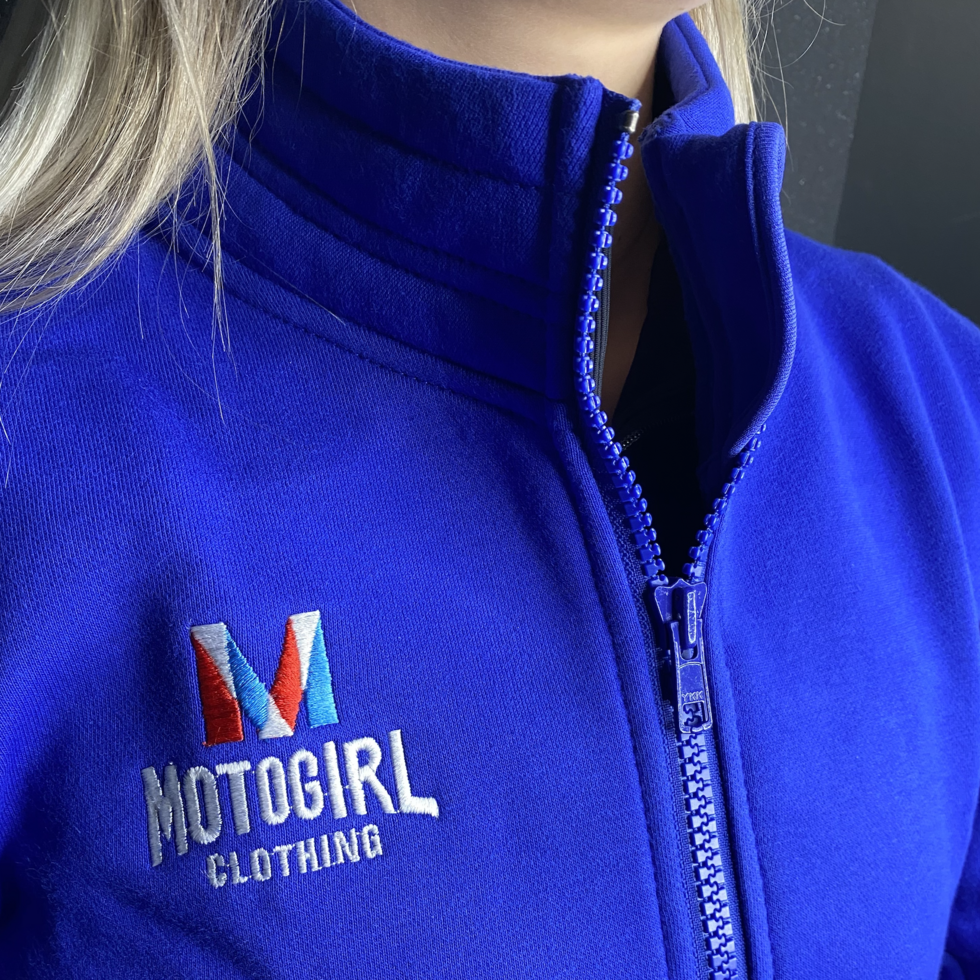 MotoGirl M-Patch Ladies Sweatshirt Blue - FREE UK Shipping, FREE 365 Day Returns | Moto Central