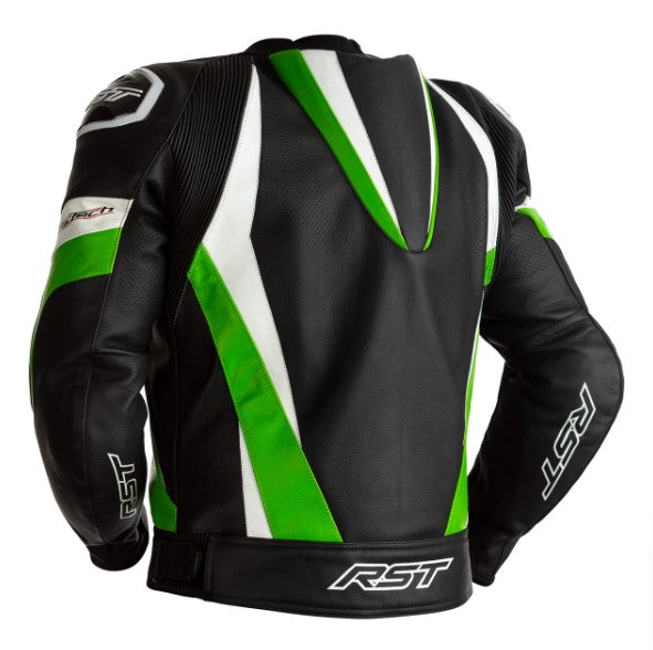 RST Tractech Evo 4 CE Leather Jacket Black / Green / White - FREE UK Shipping, FREE 365 Day Returns | Moto Central