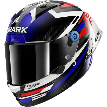 Shark Aeron-GP FIM Full Face Helmet Firstlap Carbon / Blue / Red / White - FREE UK Shipping, FREE 365 Day Returns | Moto Central