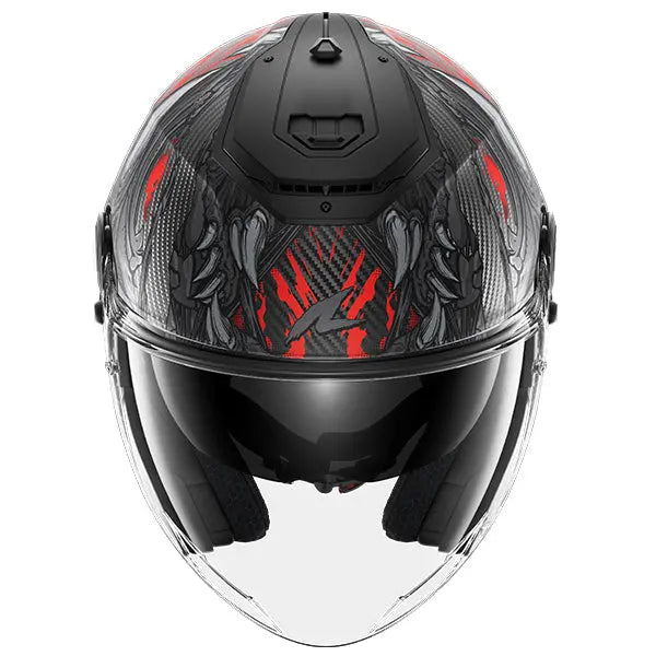 Shark RS Jet Carbon Open Face Helmet Shaytan Carbon / Red / Anthracite - FREE UK Shipping, FREE 365 Day Returns | Moto Central