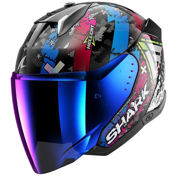 Shark Skwal i3 Jet Hellcat Black / White / Blue / Red - FREE UK Shipping, FREE 365 Day Returns | Moto Central