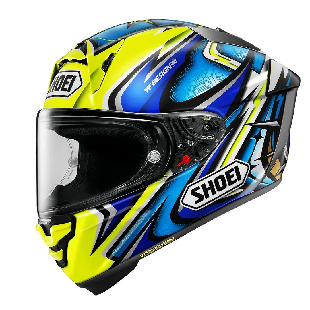 Shoei X SPR Pro Daijiro TC3 Yellow / Blue FREE UK Delivery, FREE 365 Day Returns | Moto Central