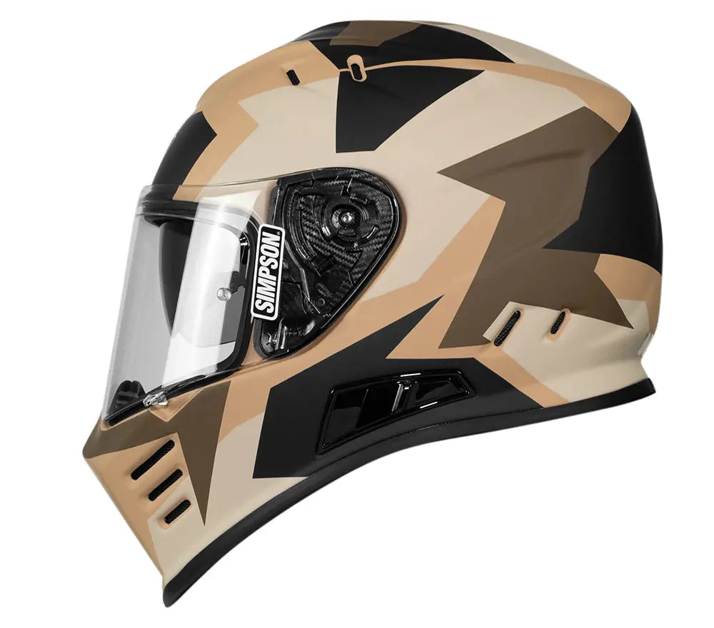 Simpson Venom ECE 22.06 Full Face Helmet Panzer Tan / Brown - FREE UK Shipping, FREE 365 Day Returns | Moto Central