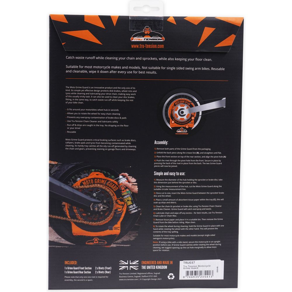 Tru-Tension Motorcycle Grime Guard Orange