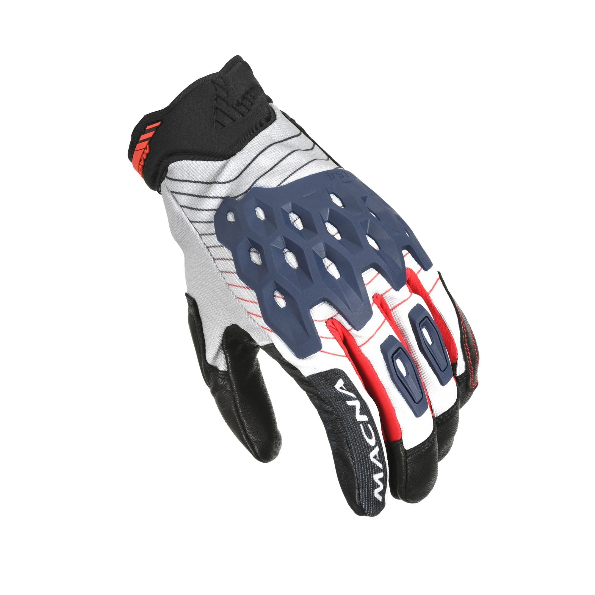 Macna Tanami Short Textile Gloves White / Blue / Red - FREE UK Shipping, FREE 365 Day Returns | Moto Central