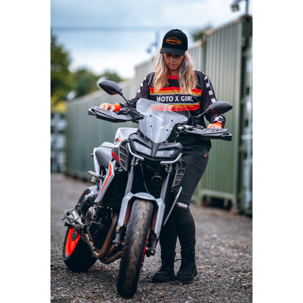 MotoGirl MX Ladies Jersey Chequered Orange / Black - FREE UK Shipping, FREE 365 Day Returns | Moto Central