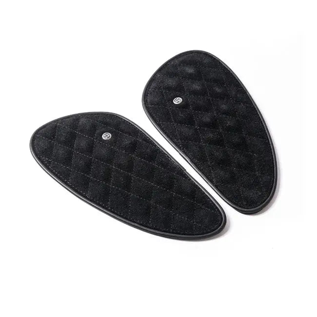 Trip Machine Diamond Leather Gas Tank Pad Set Black Suede  - FREE UK Shipping, FREE 365 Day Returns | Moto Central