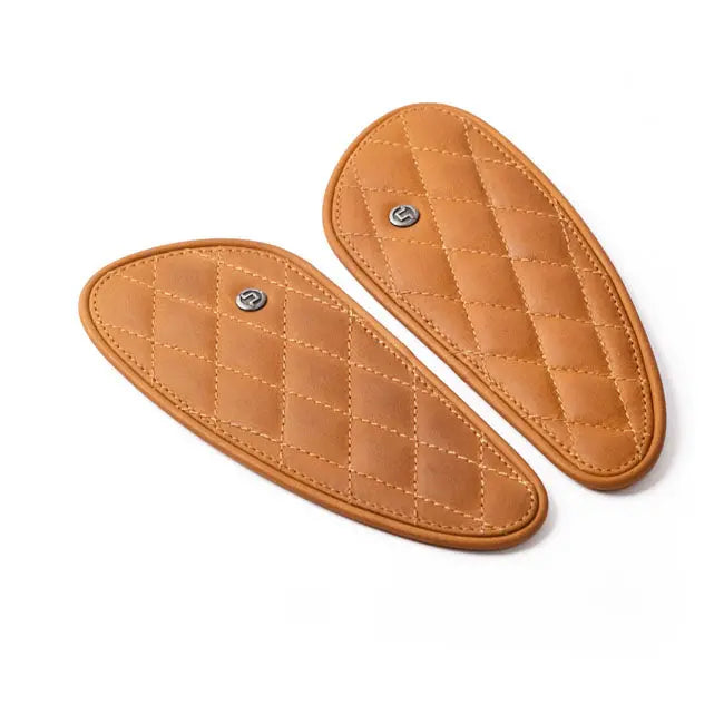 Trip Machine Diamond Leather Gas Tank Pad Set Tan  - FREE UK Shipping, FREE 365 Day Returns | Moto Central