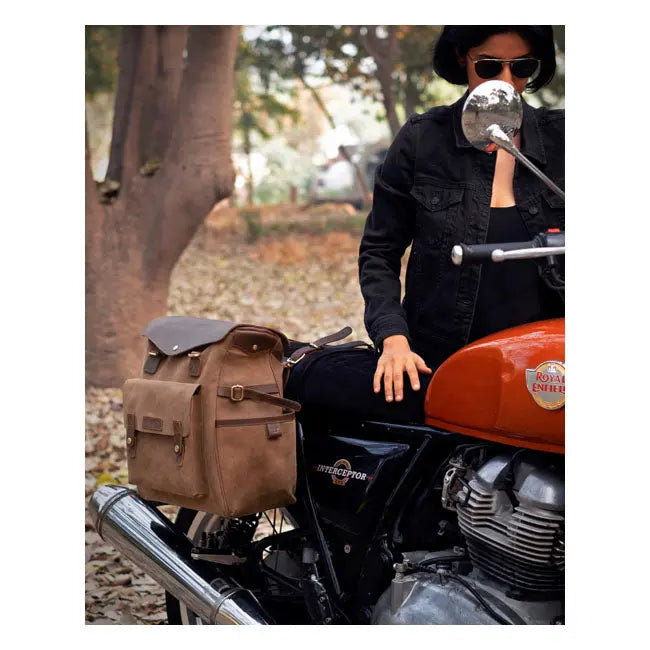 Trip Machine Universal Outlander Saddlebag Tobacco Brown  - FREE UK Shipping, FREE 365 Day Returns | Moto Central