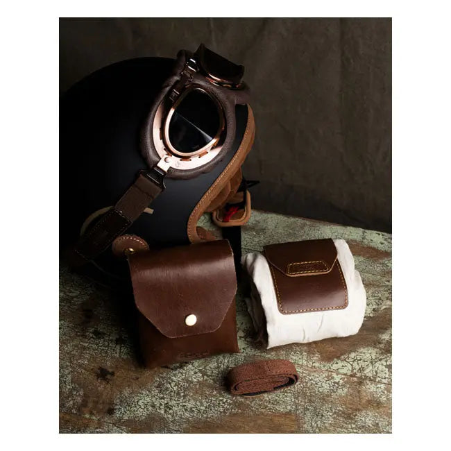 Trip Machine Universal Trooper Helmet Bag Cognac  - FREE UK Shipping, FREE 365 Day Returns | Moto Central