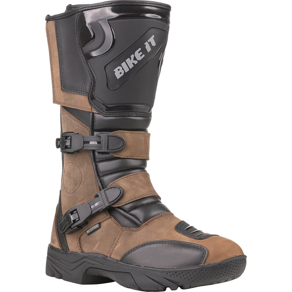 Bike It Triple-Black Motorcycle Adventure Boots Brown - FREE UK Shipping, FREE 365 Day Returns | Moto Central