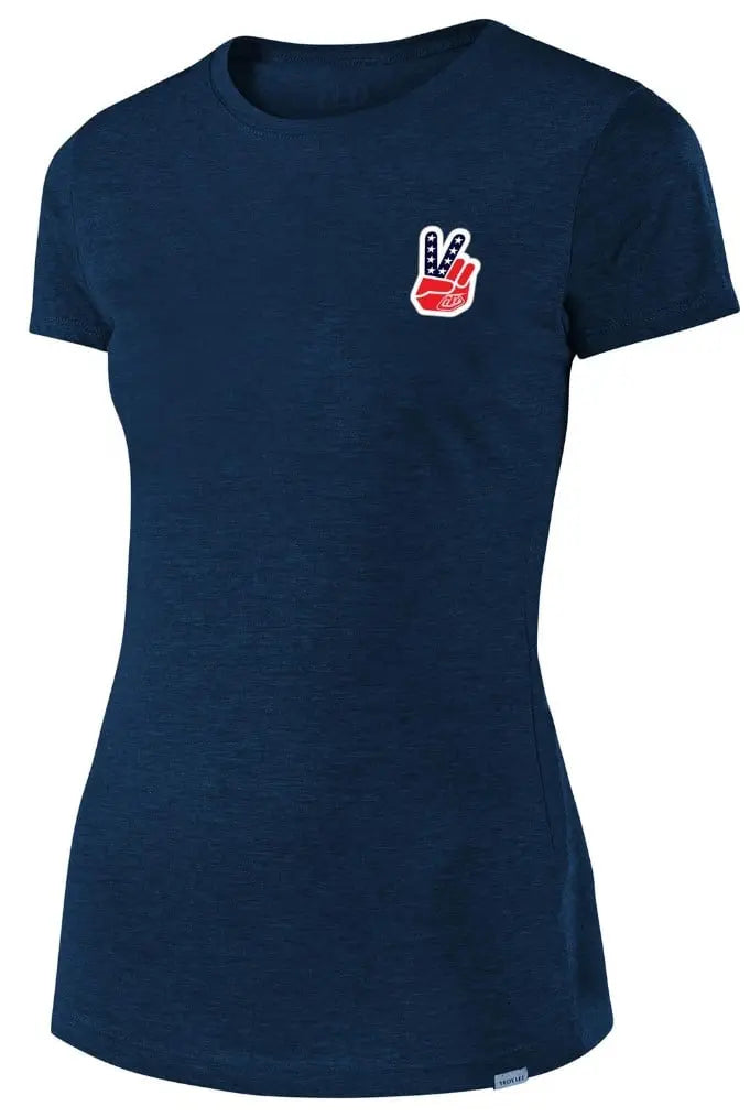 Troy Lee Designs Peace And Wheelies Ladies T-Shirt Heather Navy FREE UK Delivery, FREE 365 Day Returns | Moto Central