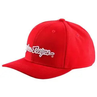 Troy Lee Designs Signature Curved Snapback Cap Red / White FREE UK Delivery, FREE 365 Days Return - Moto Central