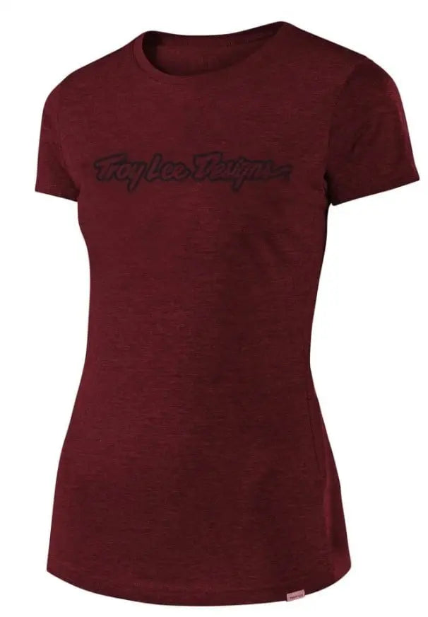 Troy Lee Designs Signature Ladies T-Shirt Maroon FREE UK Delivery, FREE 365 Day Returns | Moto Central