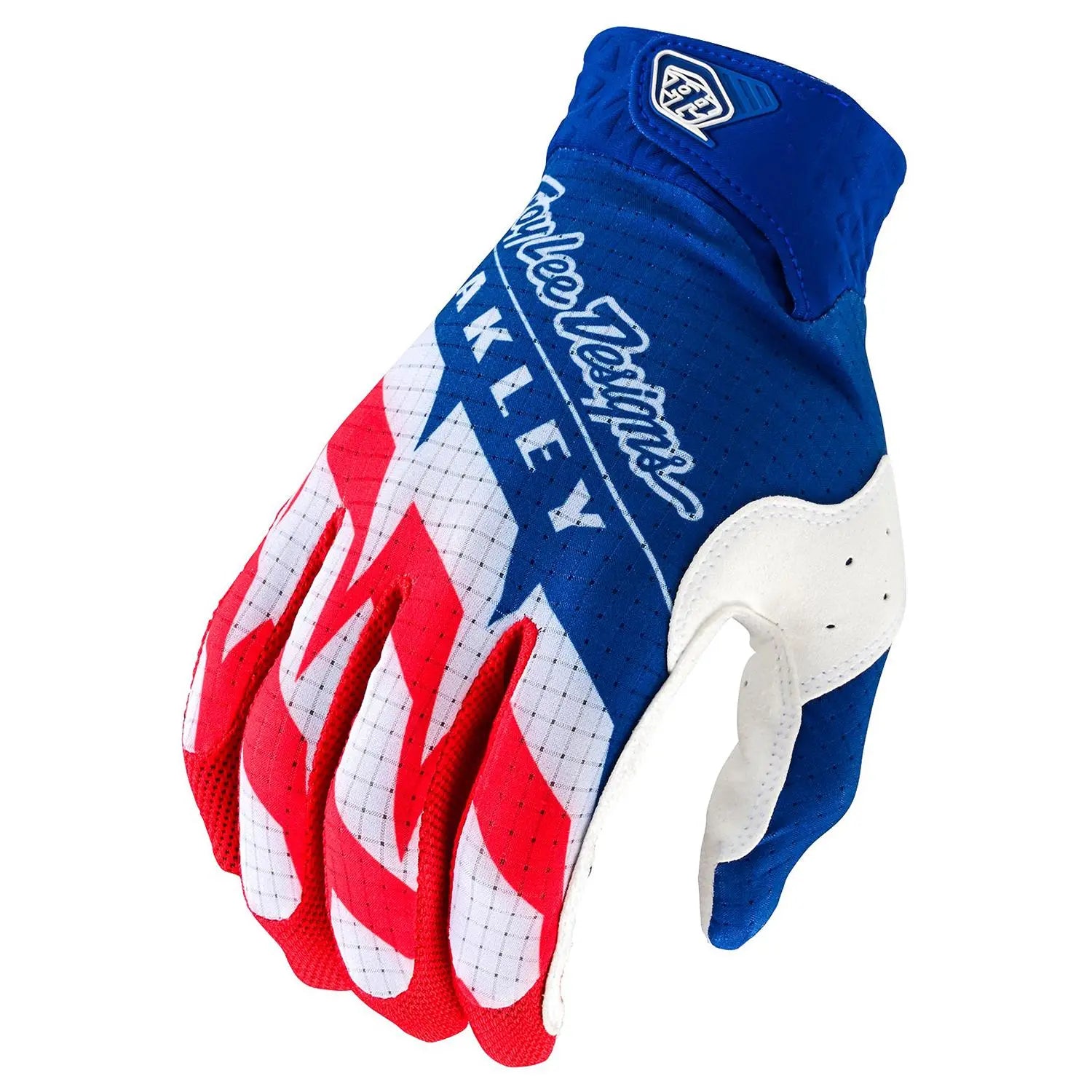 Troy Lee Designs x Oakley Air Vision Motocross Gloves White / Blue FREE UK Delivery, FREE 365 Days Return - Moto Central