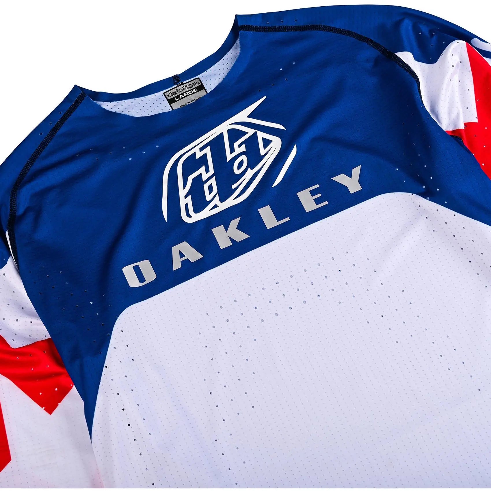 Troy Lee Designs x Oakley SE Ultra Vision Motocross Jersey White / Blue FREE UK Delivery, FREE 365 Days Return - Moto Central