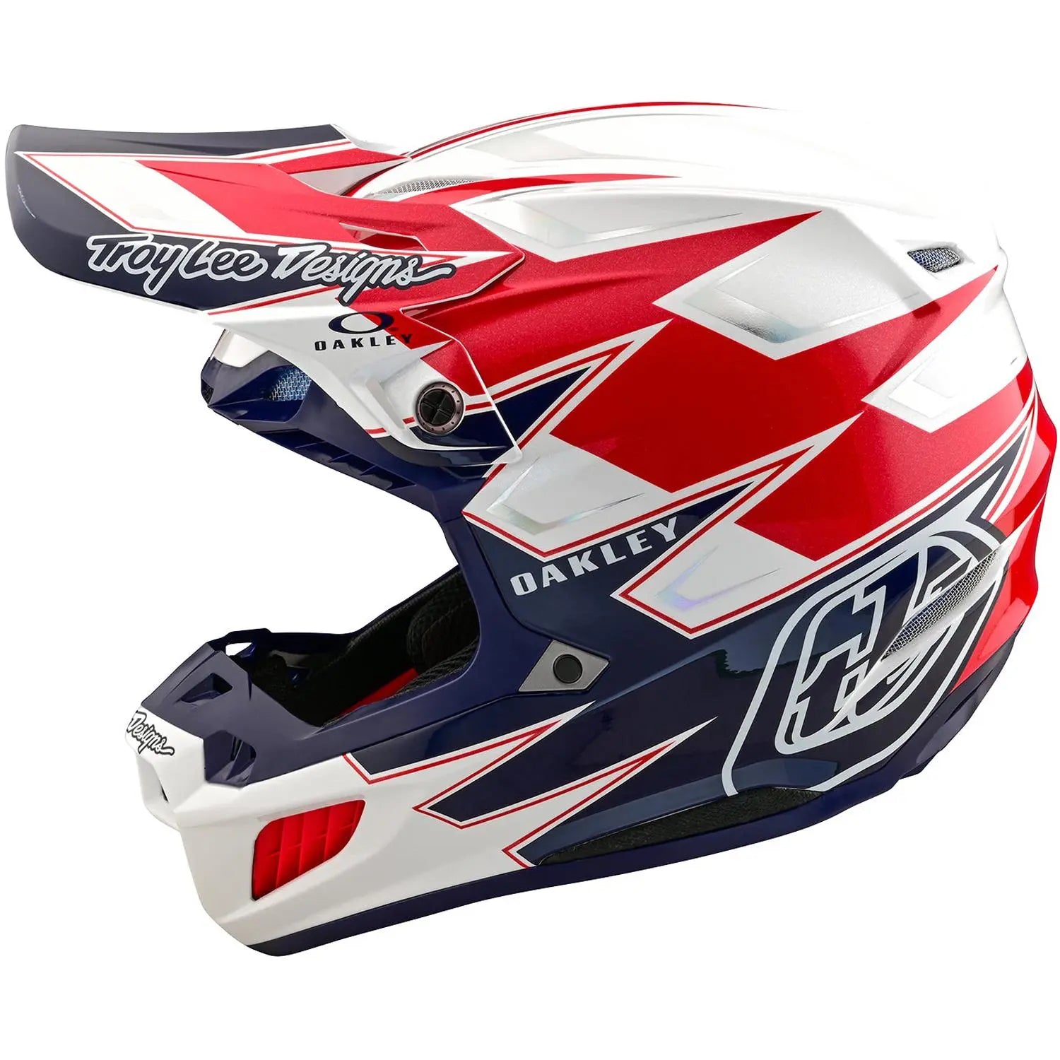 Troy Lee Designs x Oakley SE5 Composite Vision MX Helmet White / Blue FREE UK Delivery, FREE 365 Days Return - Moto Central