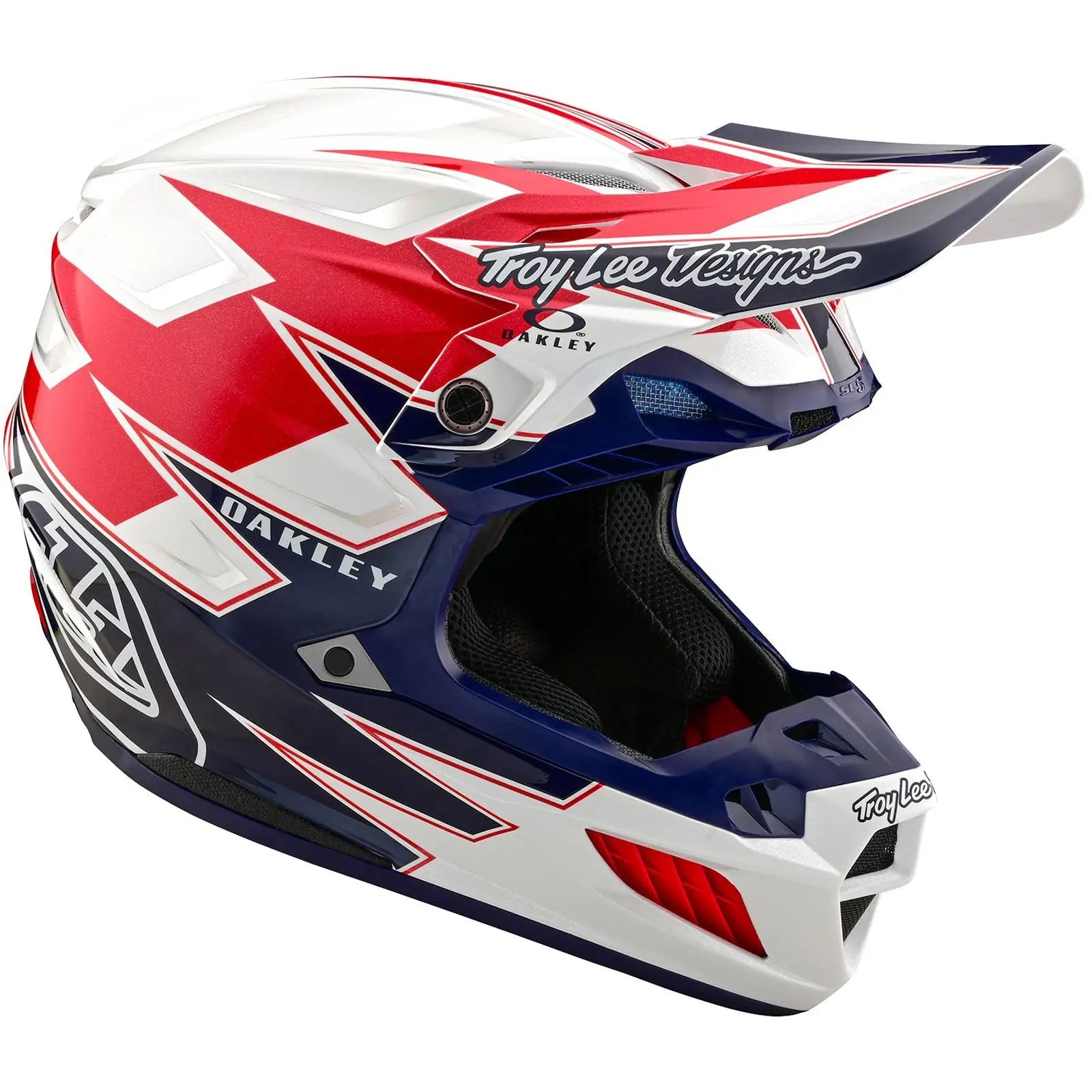 Troy Lee Designs x Oakley SE5 Composite Vision MX Helmet White / Blue FREE UK Delivery, FREE 365 Days Return - Moto Central