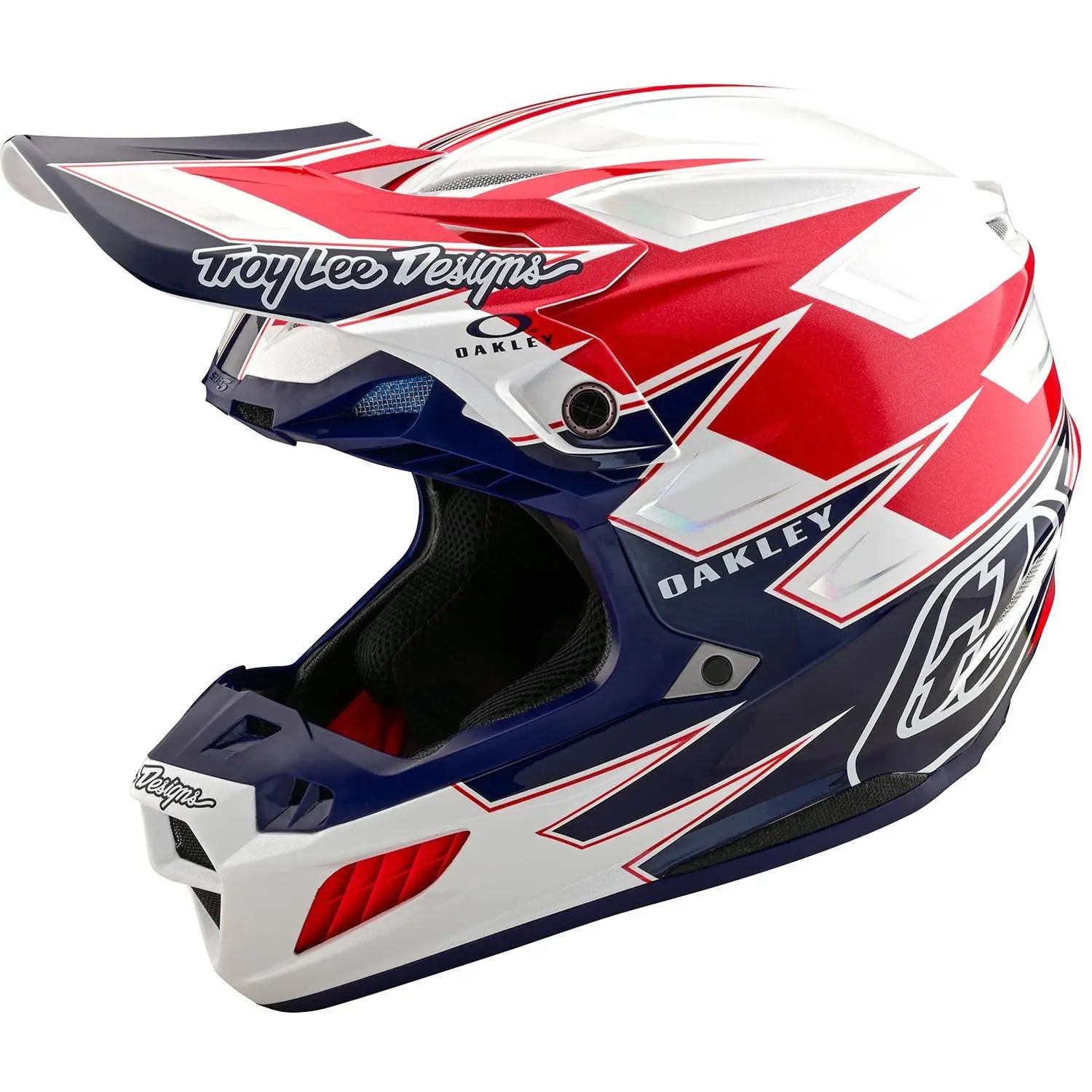 Troy Lee Designs x Oakley SE5 Composite Vision MX Helmet White / Blue FREE UK Delivery, FREE 365 Days Return - Moto Central