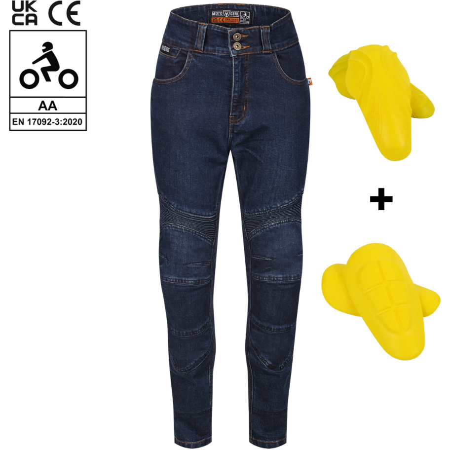 MotoGirl Ellie Ladies Jeans Blue - FREE UK Shipping, FREE 365 Day Returns | Moto Central